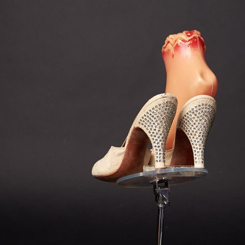 1950s Linen And Jeweled Heel Spring-o-laters Heels